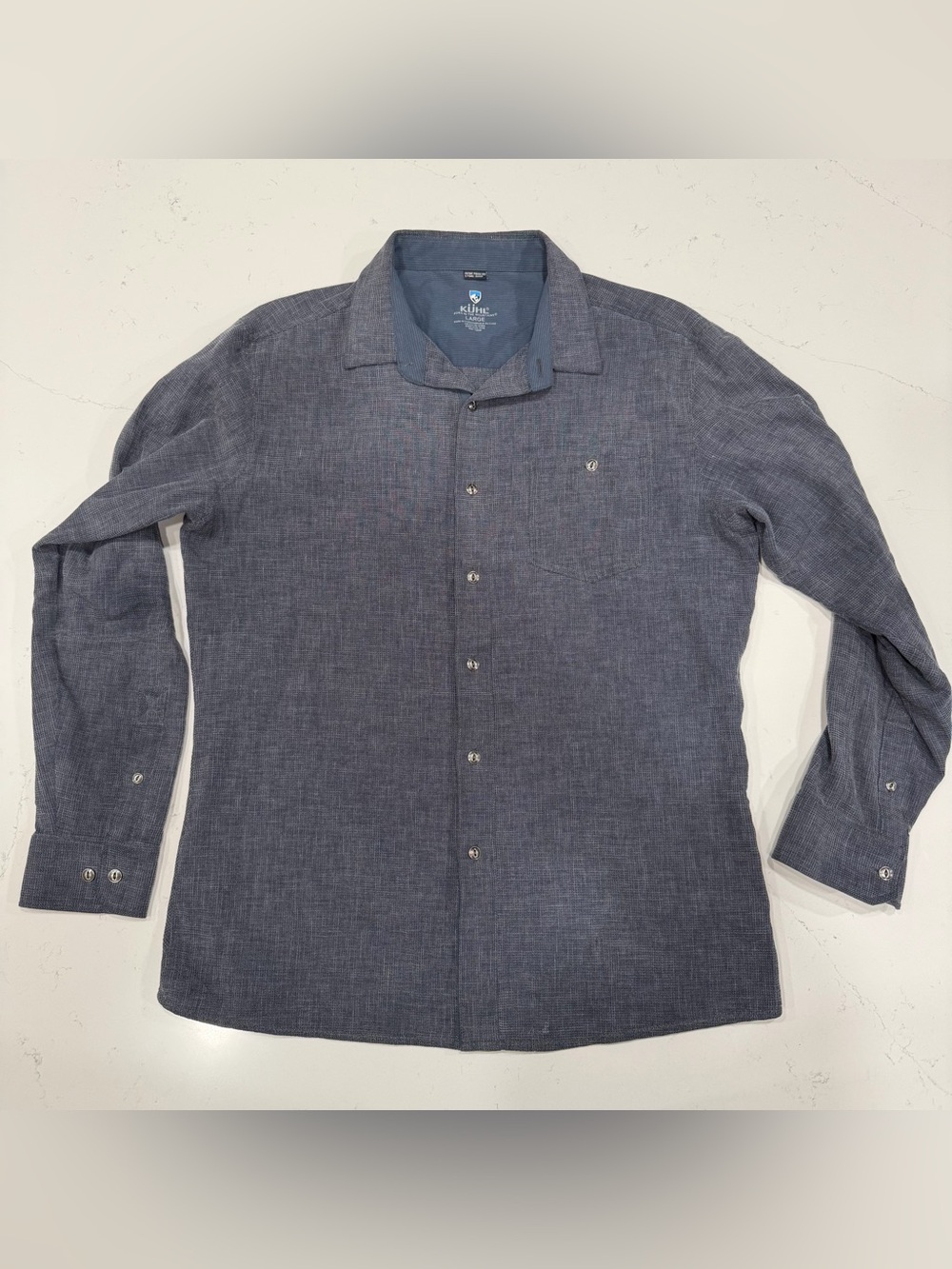 Kuhl Men’s Blue/Gray Uproar Long-Sleeve Button-Down Shirt Large